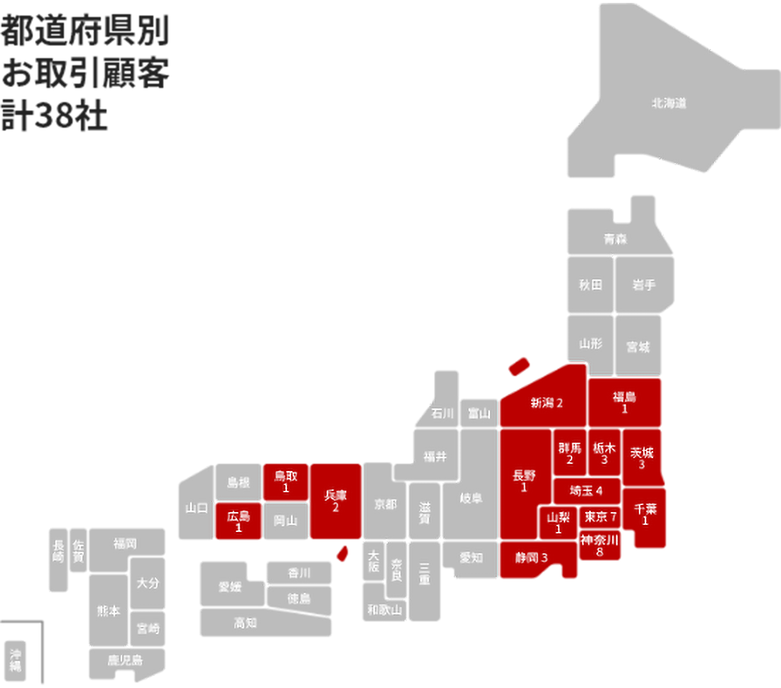 都道府県別お取引顧客計37社