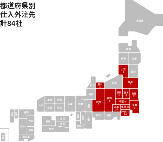 都道府県別仕入外注先計83社